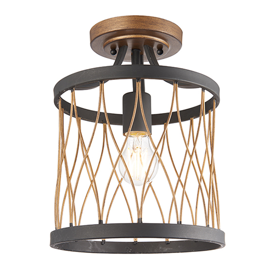 Read more about Heston semi flush ceiling light in black and rustic bronze