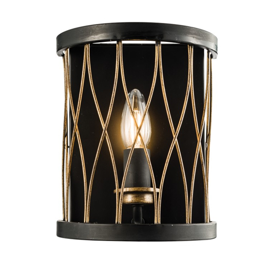 Heston Wall Light In Black And Brass