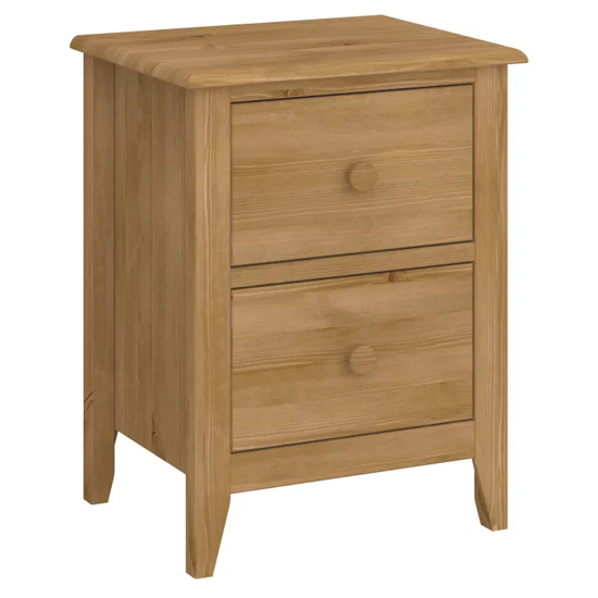 Heston Wooden Bedside In Pine With 2 Drawers FiF