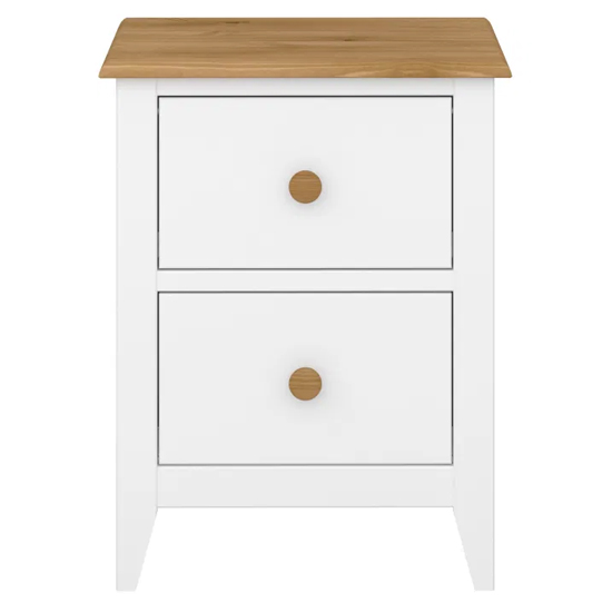 Heston Wooden Bedside In White And Pine With 2 Drawers