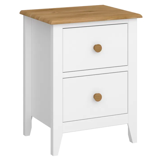 Read more about Heston wooden bedside cabinet in white and pine with 2 drawers