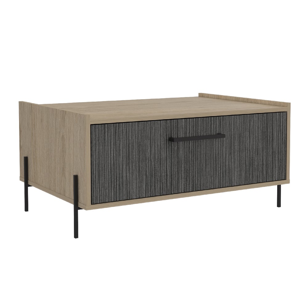 Heswall Wooden Coffee Table With 1 Flip Door In Oak And Grey