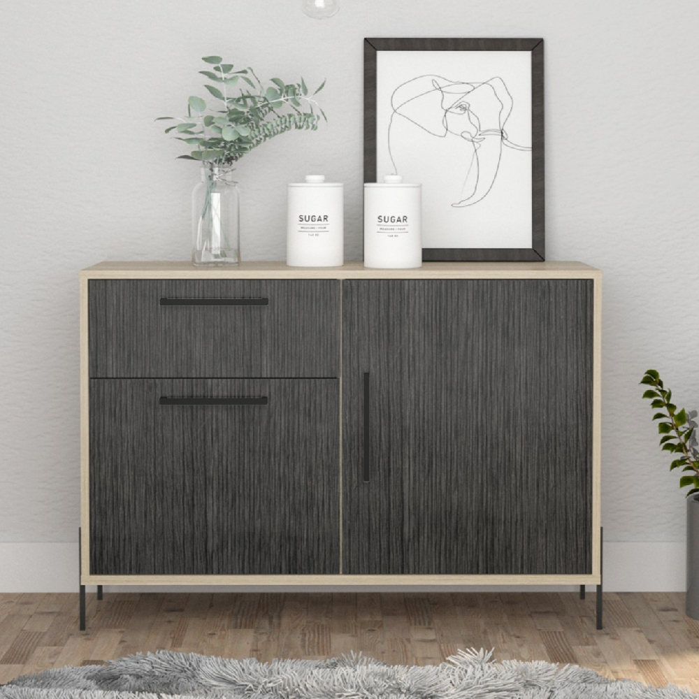 Read more about Heswall wooden sideboard with 2 doors 1 drawer in oak grey