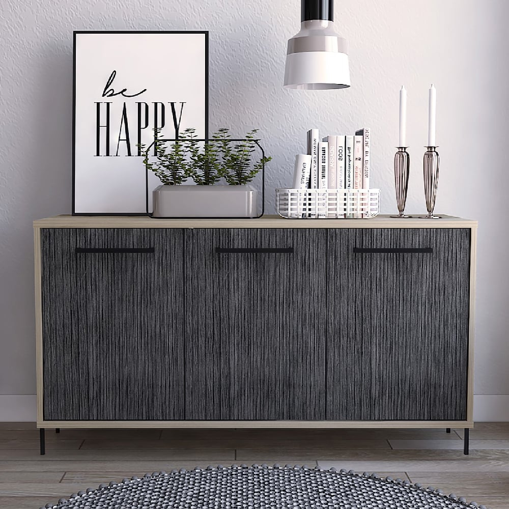 Read more about Heswall wooden sideboard with 3 doors in oak and grey