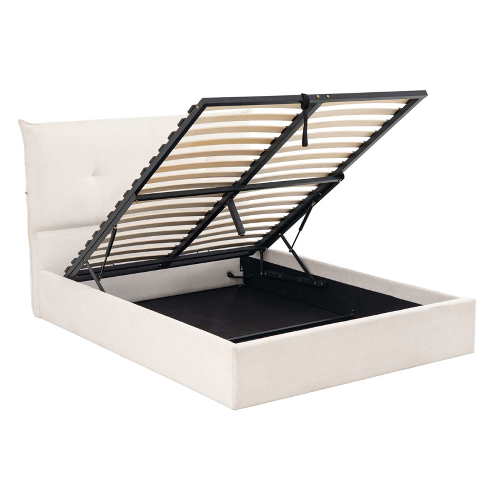 Hetrano Fabric Ottoman Storage Double Bed in White
