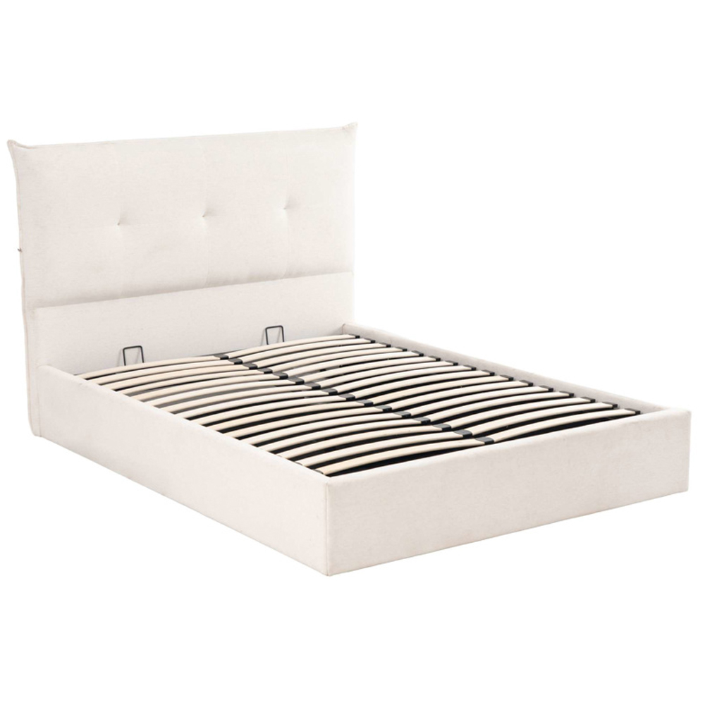 Hetrano Fabric Ottoman Storage Double Bed in White