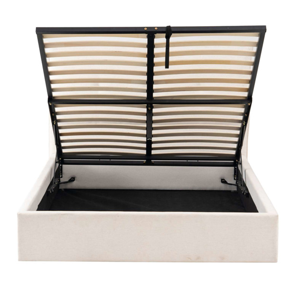 Hetrano Fabric Ottoman Storage Double Bed in White