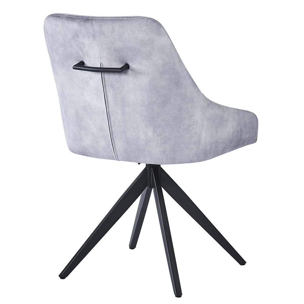 Hetriva Light Grey Velvet Dining Chair with Black Legs in Pair