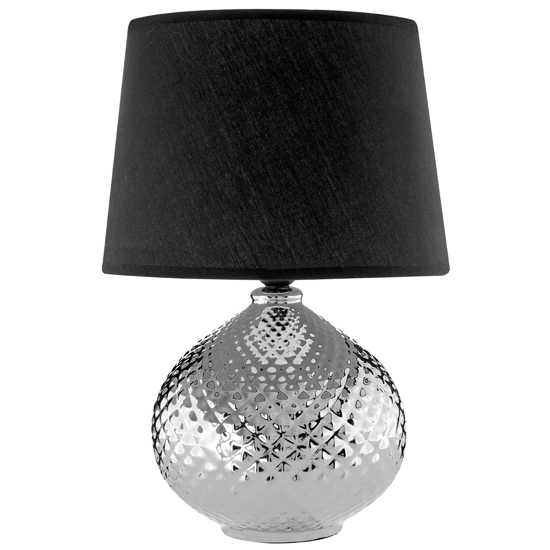 Hetti Black Fabric Shade Table Lamp With Chrome Base FiF