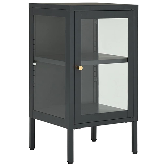 Hetty Clear Glass Sideboard With 1 Door In Anthracite Frame_2