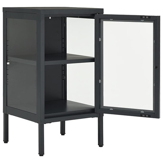 Hetty Clear Glass Sideboard With 1 Door In Anthracite Frame_3