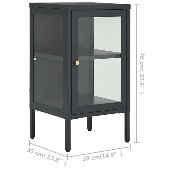 Hetty Clear Glass Sideboard With 1 Door In Anthracite Frame_5