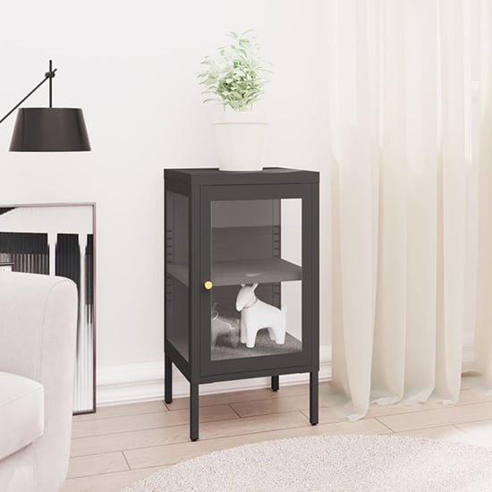 Read more about Hetty clear glass sideboard with 1 door in anthracite frame