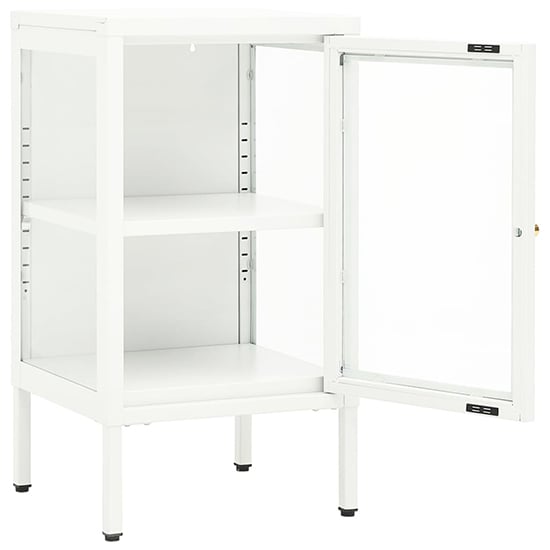 Hetty Clear Glass Sideboard With 1 Door In White Steel Frame_3