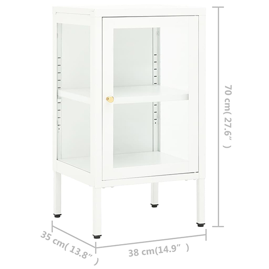 Hetty Clear Glass Sideboard With 1 Door In White Steel Frame_5