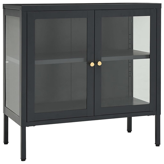 Hetty Clear Glass Sideboard With 2 Doors In Anthracite Frame_2