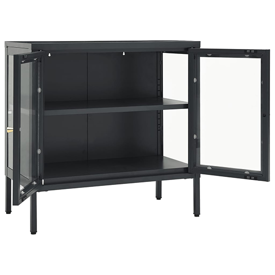 Hetty Clear Glass Sideboard With 2 Doors In Anthracite Frame_3