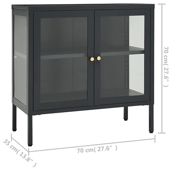 Hetty Clear Glass Sideboard With 2 Doors In Anthracite Frame_5