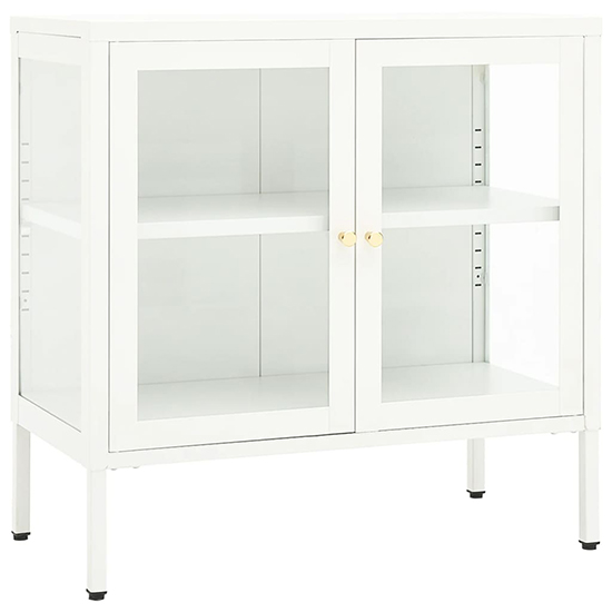 Hetty Clear Glass Sideboard With 2 Doors In White Steel Frame_2
