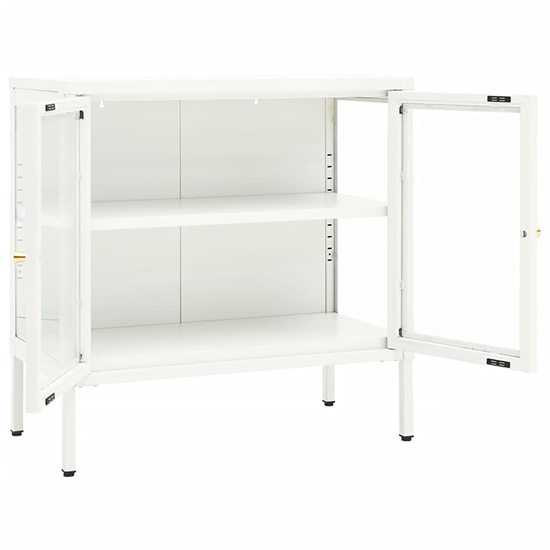 Hetty Clear Glass Sideboard With 2 Doors In White Steel Frame_3