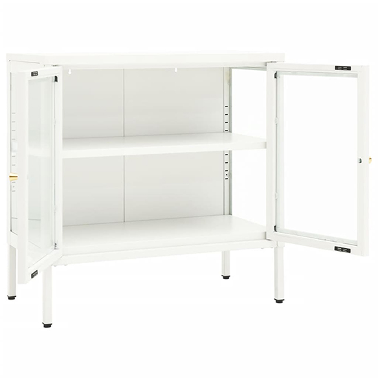 Hetty Clear Glass Sideboard With 2 Doors In White Steel Frame_3