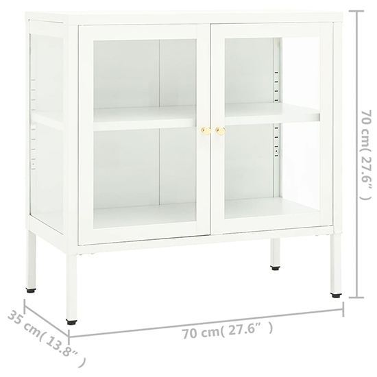 Hetty Clear Glass Sideboard With 2 Doors In White Steel Frame_5