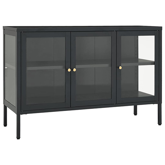 Hetty Clear Glass Sideboard With 3 Doors In Anthracite Frame_2