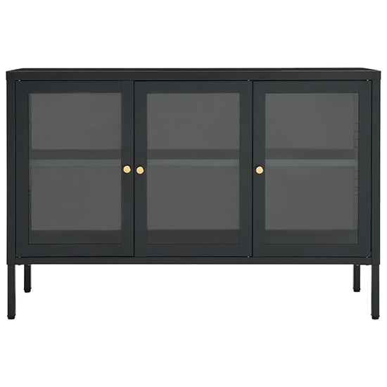Hetty Clear Glass Sideboard With 3 Doors In Anthracite Frame_3