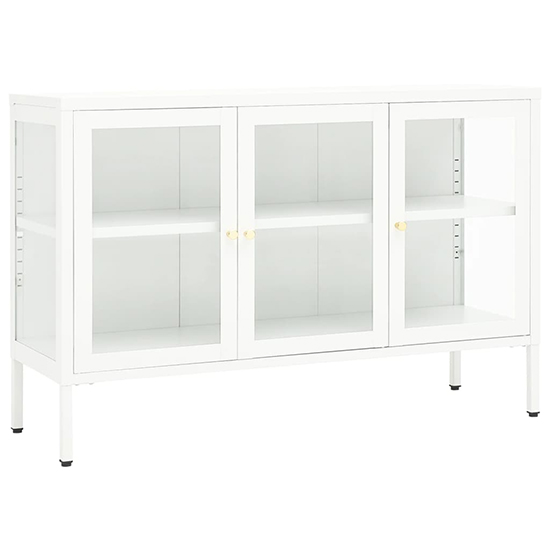 Hetty Clear Glass Sideboard With 3 Doors In White Steel Frame_2