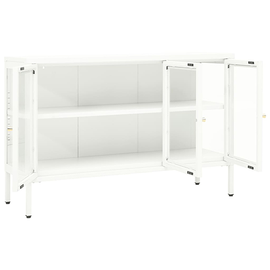 Hetty Clear Glass Sideboard With 3 Doors In White Steel Frame_3