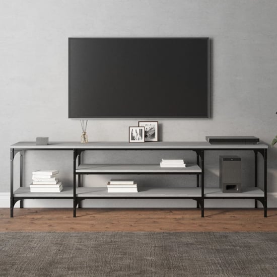 Read more about Hetty wooden tv stand large with 2 shelves in grey sonoma oak