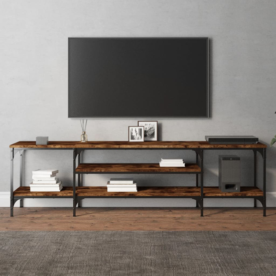 Hetty Wooden TV Stand Large With 2 Shelves In Smoked Oak