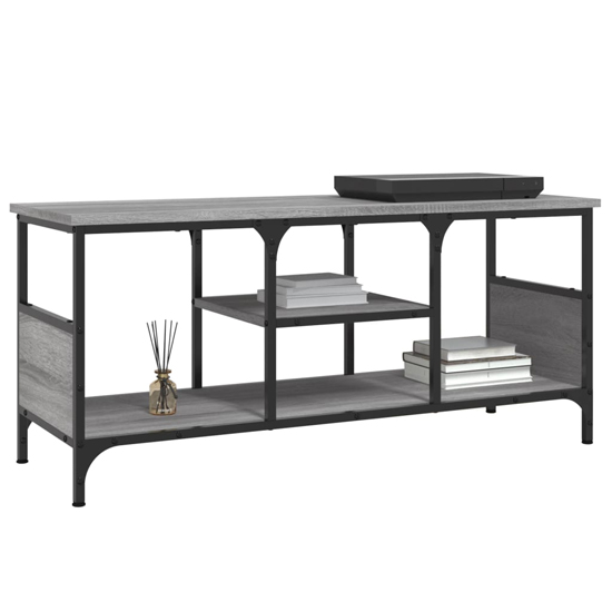 Hetty Wooden TV Stand Small With 2 Shelves In Grey Sonoma Oak