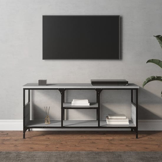 Hetty Wooden TV Stand Small With 2 Shelves In Grey Sonoma Oak