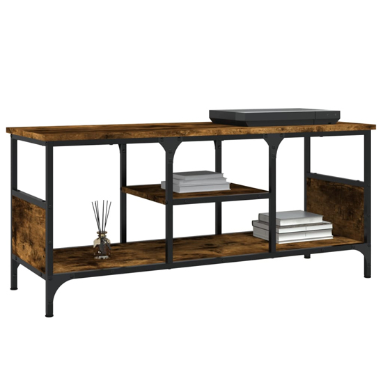 Hetty Wooden TV Stand Small With 2 Shelves In Smoked Oak