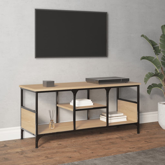 Hetty Wooden TV Stand Small With 2 Shelves In Sonoma Oak