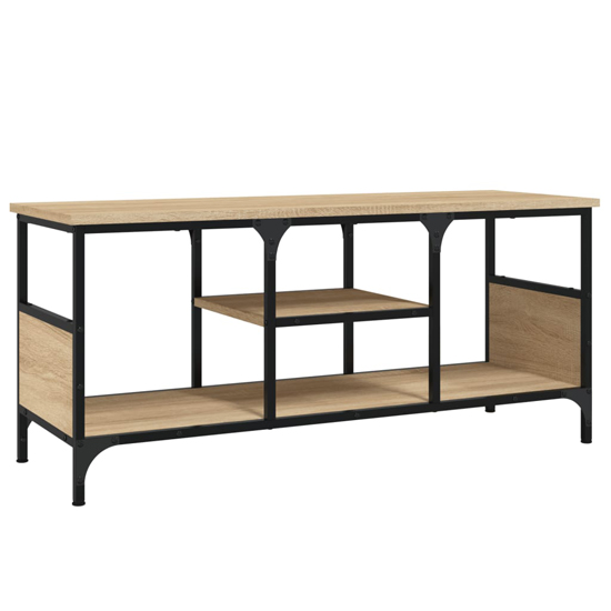 Hetty Wooden TV Stand Small With 2 Shelves In Sonoma Oak