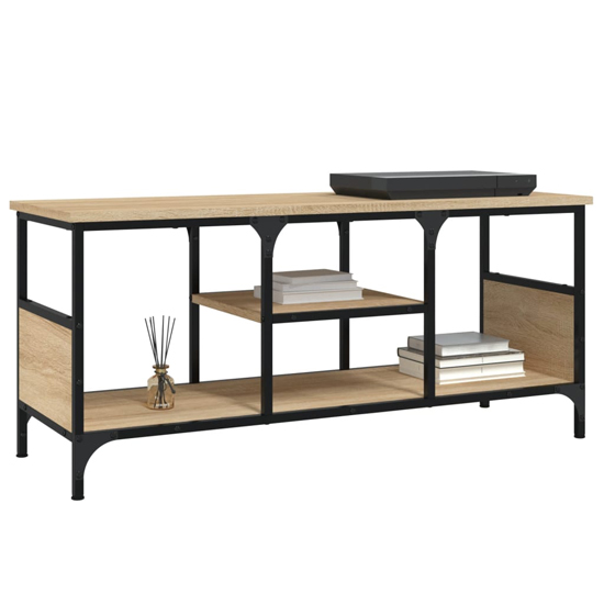 Hetty Wooden TV Stand Small With 2 Shelves In Sonoma Oak