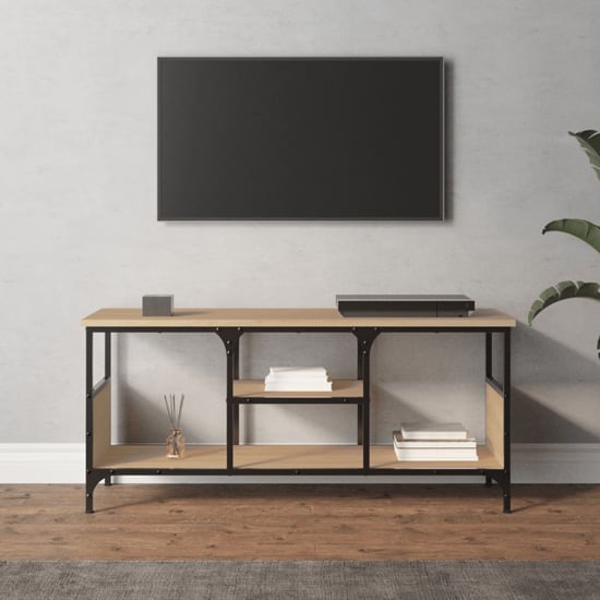 Product photograph of Hetty Wooden Tv Stand Small With 2 Shelves In Sonoma Oak from Furniture in Fashion