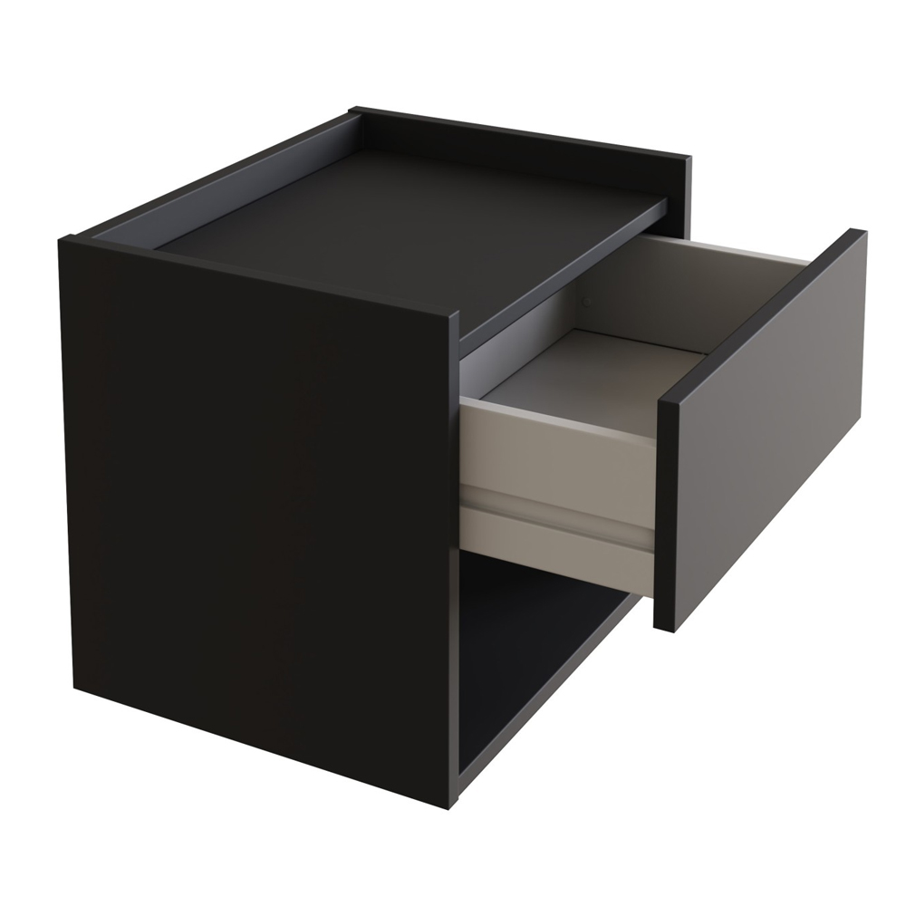 Hever Wall Hung Anthracite Wooden Bedside Cabinets In Pair