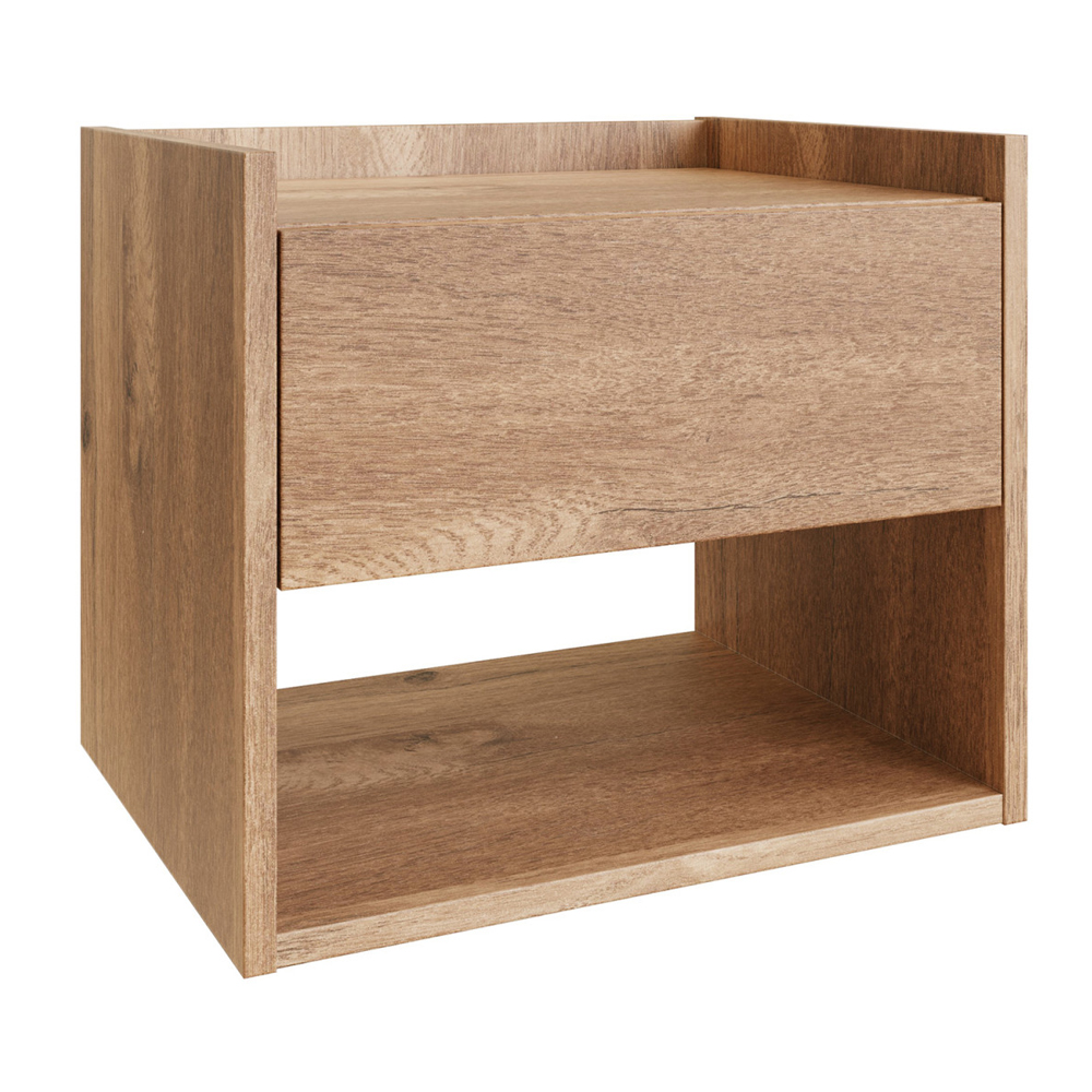 Hever Wall Mounted Oak Wooden Bedside Cabinets in Pair