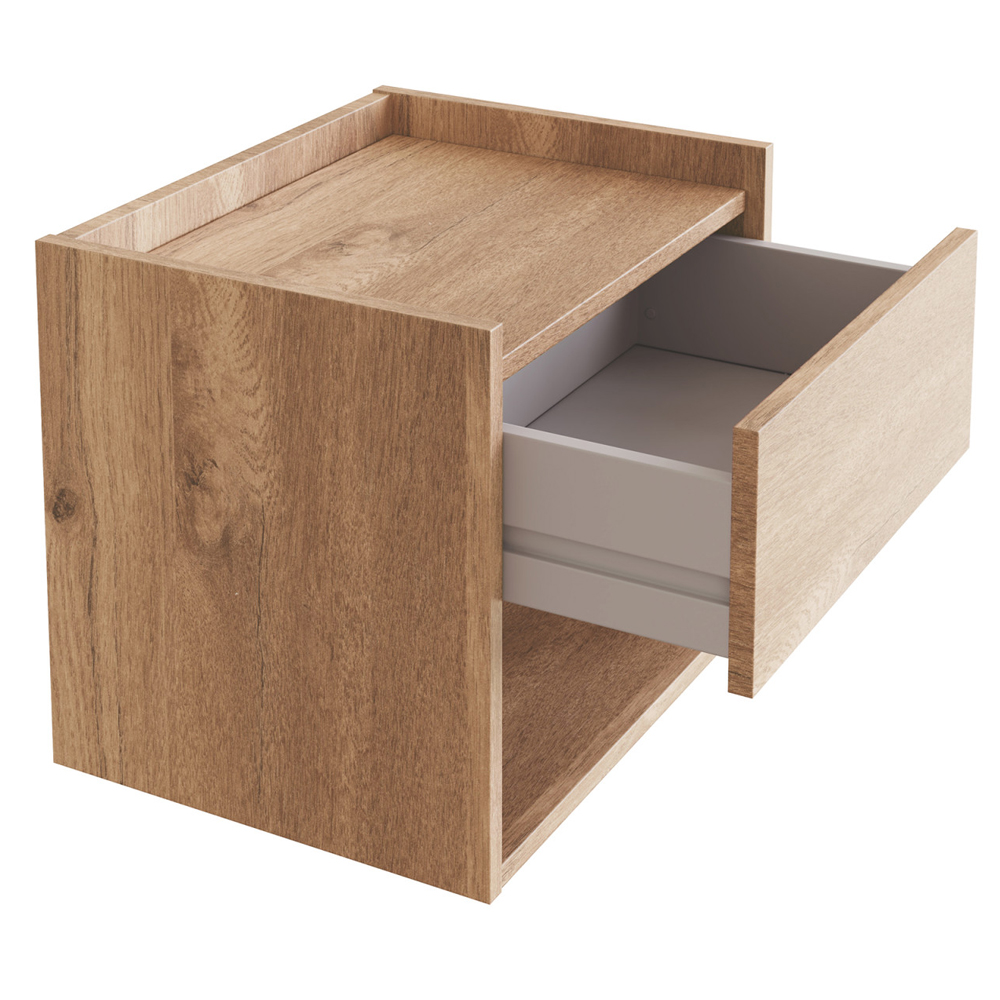 Hever Wall Mounted Oak Wooden Bedside Cabinets in Pair