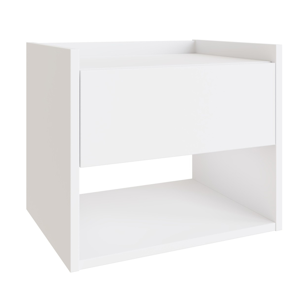 Hever Wall Mounted White Wooden Bedside Cabinets in Pair