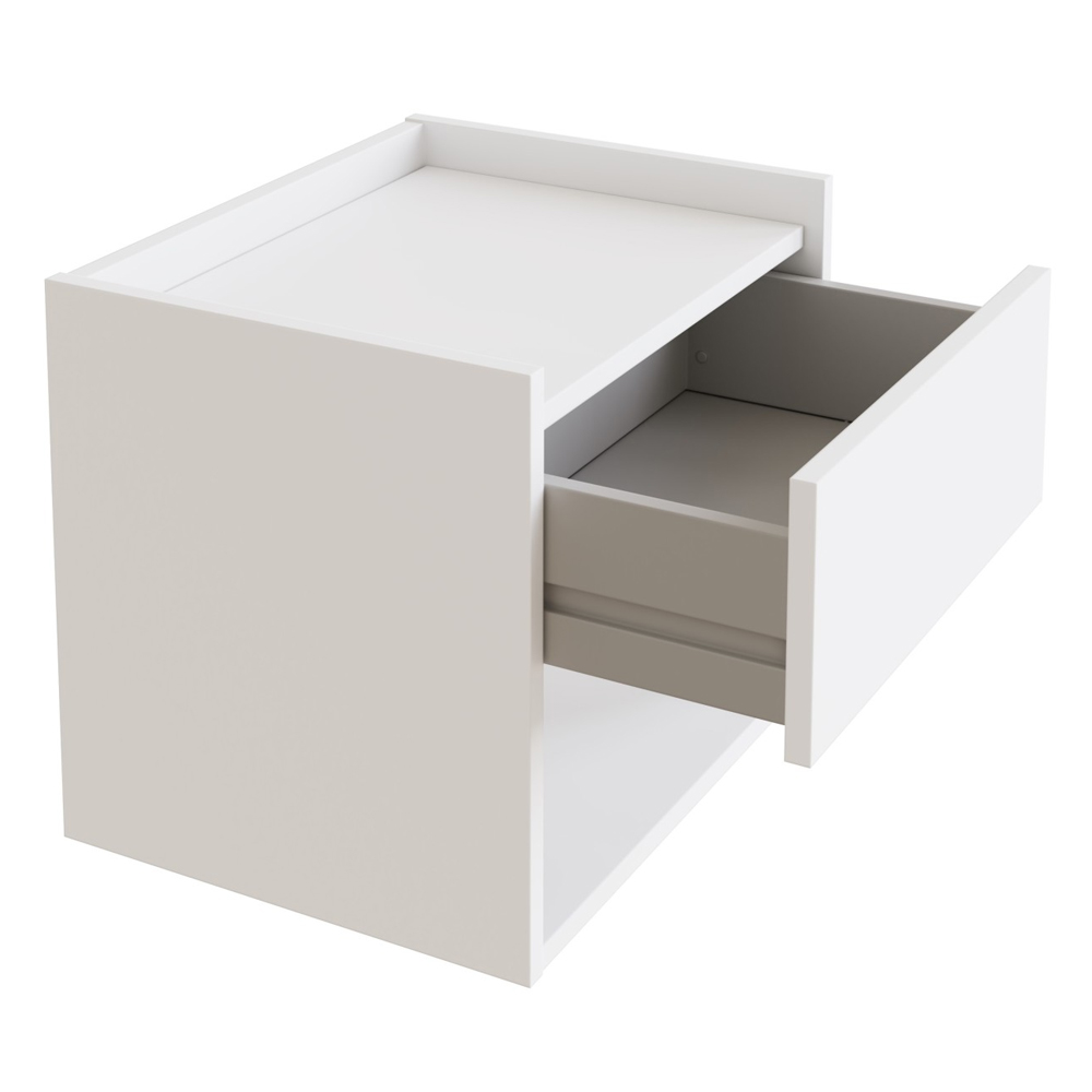 Hever Wall Mounted White Wooden Bedside Cabinets in Pair