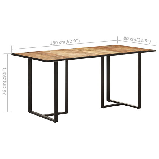 Hewez Medium Rough Mango Wood Dining Table In Natural