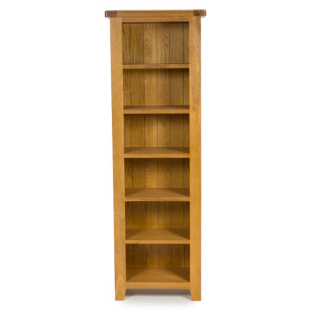 Hewitt Slim Wooden Bookcase With 6 Shelves In Rustic Oak