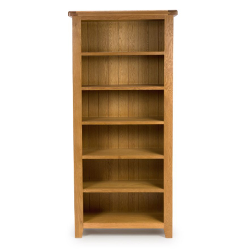 Hewitt Wooden Bookcase With 6 Shelves In Rustic Oak