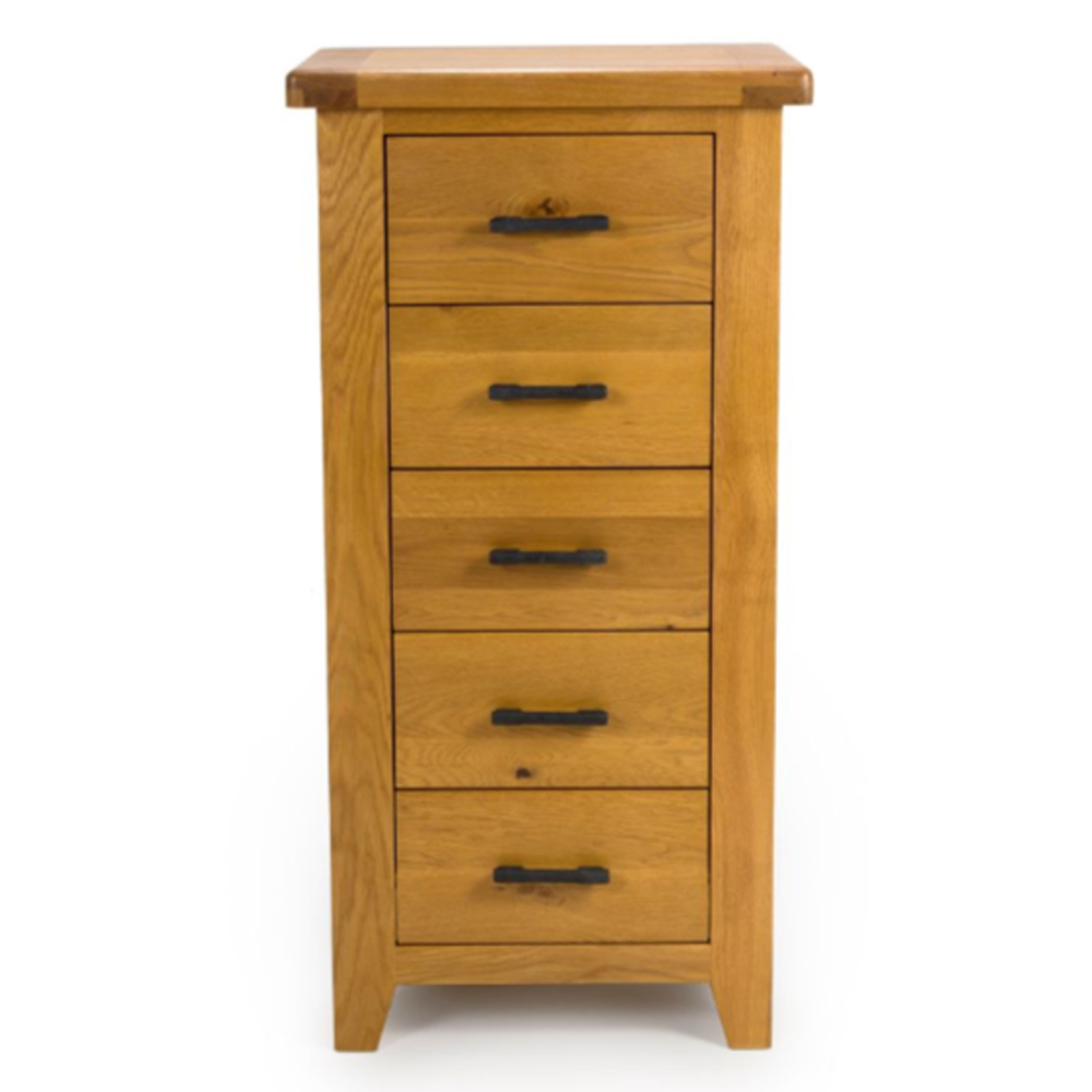Hewitt Wooden Chest Of 5 Drawers In Rustic Oak