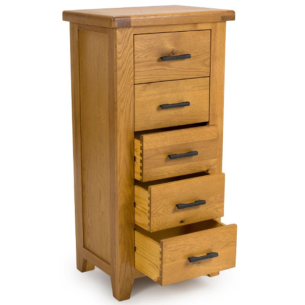 Hewitt Wooden Chest Of 5 Drawers In Rustic Oak
