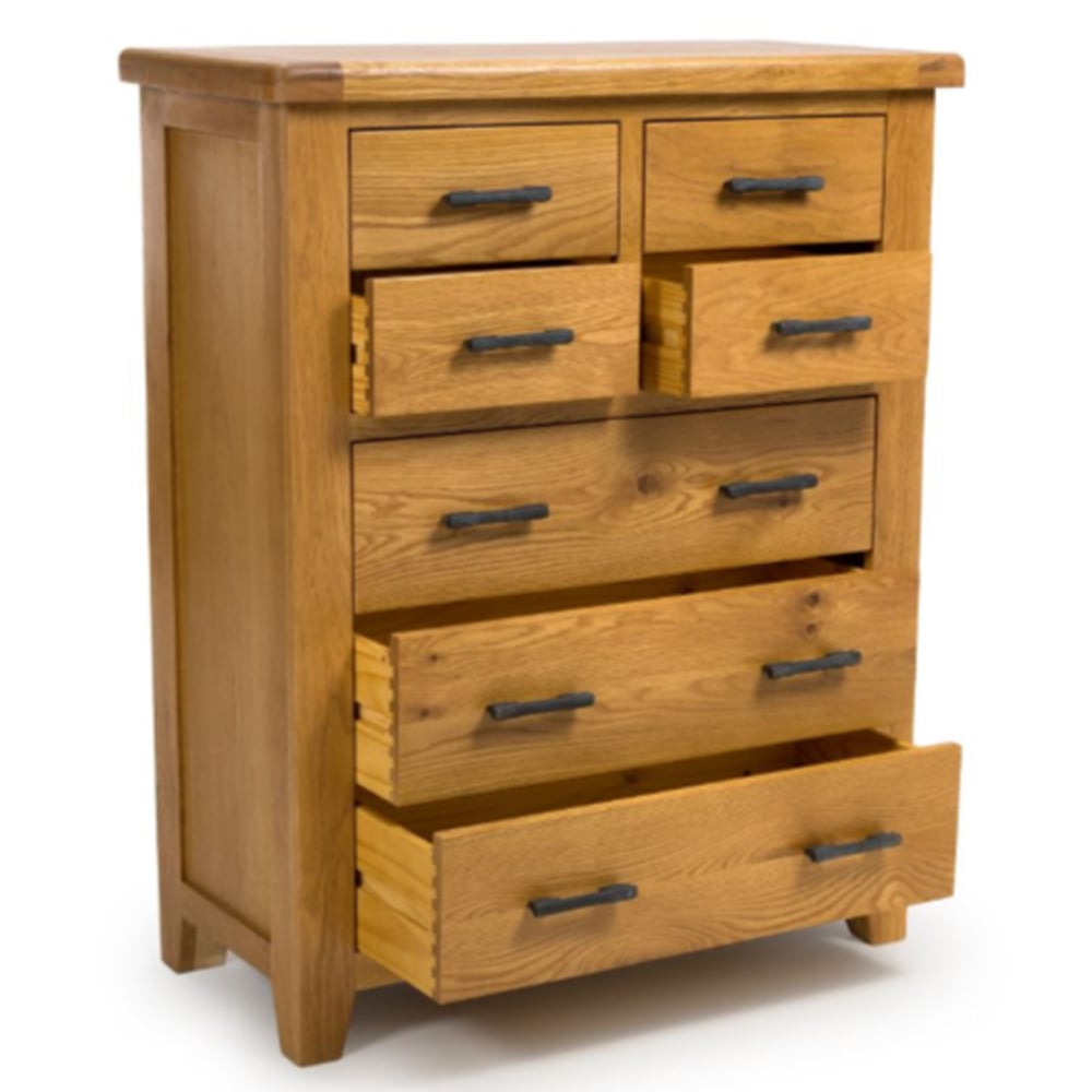 Hewitt Wooden Chest Of 7 Drawers In Rustic Oak